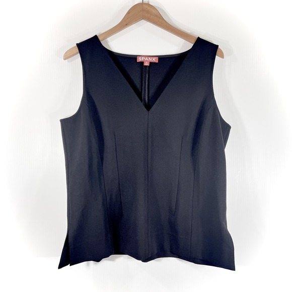 SPANX Tops - SPANX Ponte V-Neck Tank Womens Size XL Black Sleeveless Layering Basic Staple